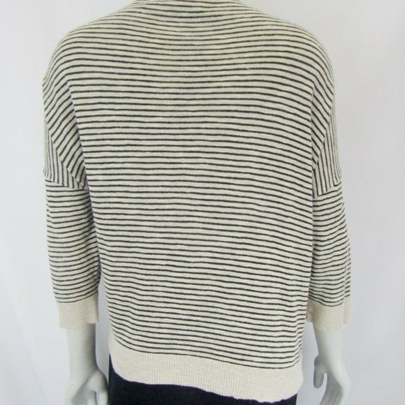 Eileen Fisher Ballet Neck Stripe Top Cozy Organic Linen Cotton Medium M Ochre - Picture 3 of 6